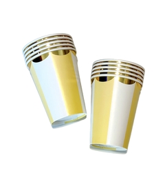 Imagen de VASOS RAYAS CON DORADO X10