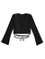 Blusa Cropped em Ribana Glow Preto D'way