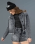 Jaqueta cropped denim black Collie