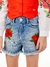 Short Jeans Cintura Alta com Bordado Luluzinha