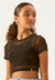 Cropped Juvenil Strass Preto Vanilla Cream