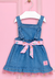 Vestido Salopete Jeans Tule Cereja Mon Sucré