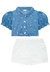 Conjunto Camisa Jeans Bordado Shorts Sarja Onix Infanti