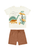 Conjunto Camiseta Meia Malha Penteada Bermuda Moletom Dino Elian