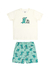 Pijama Camiseta Meia Malha Penteada Bermuda Dino Elian