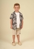 Conjunto 3 peças com camisa em tricoline estampada Ok & Friends
