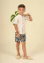 Conjunto camisa em tricoline texturizado Menino Ok & Friends