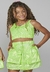 Conjunto Menina Shorts Saia Estampado Juvenil Verde Mylu