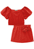 Conjunto de Blusa Boxy e Short Saia Vermelho Infanti - comprar online