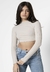 Blusa Cropped Manga Longa Areia Poah Noah