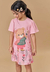 Vestido Rosa com Estampa de Ursinha Kukie - comprar online