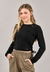 Blusa Cropped Manga Longa Canelada Preto Elian - comprar online