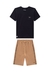 Conjunto Menino Bermuda Preto Onda Marinha