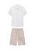 Conjunto Menino Camisa Botão Bermuda Off Onda Marinha