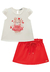 Conjunto Menina Shorts Saia Estampa urso Vermelho Infanti