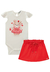 Conjunto Infantil Body Ursinha Saia Vermelha