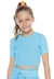 Cropped Juvenil Canelado Azul Mylu