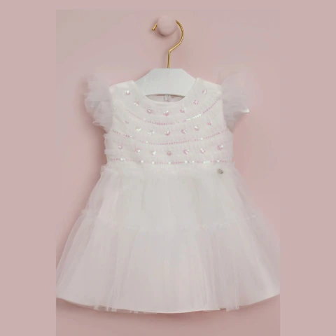 Vestido Infantil Petit Cherie Festa Corações Branco