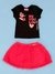 Conjunto Blusa Curto Saia Fluffy Rosa Momi