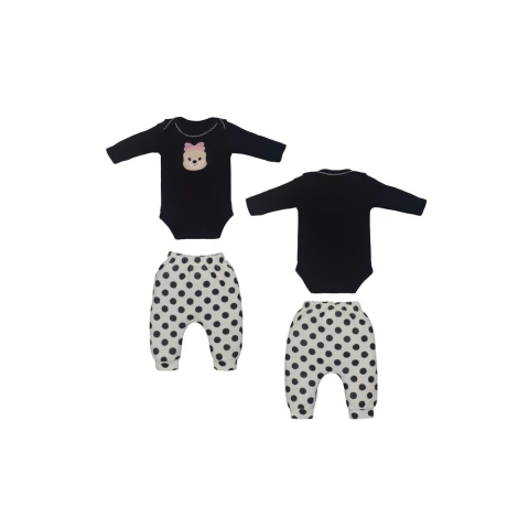 Conjunto Body Calça Bolinhas Preto Menina Upi Uli