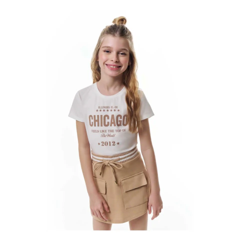 Shorts Saia Menina Preto Sarja Vic&Vicky