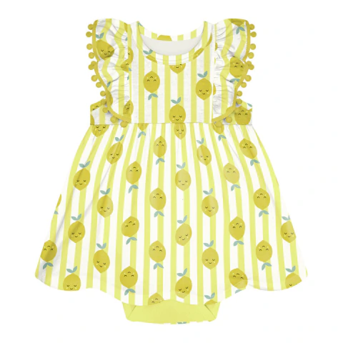 Vestido Body Infantil Estampa Limãozinho Babados Killy Amarelo na internet