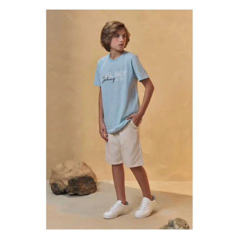 Conjunto Menino Azul Estampado Johnny Fox