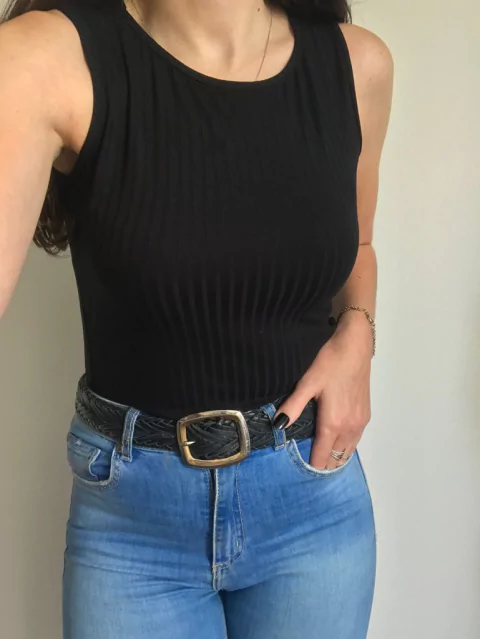 Blusa Regata gola redonda - Preto