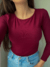 Blusa gola canoa manga longa - Vermelho Bordô - comprar online