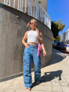 Calça Jeans Cargo Bag