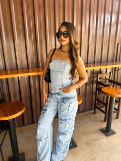 Imagem do Calça Cargo Utility Jeans Claro