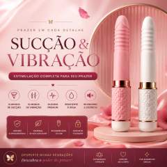 Vibrador em Bastão Vai e Vem com Sugador de Clitóris