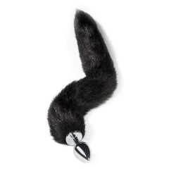 Plug Anal Rabo de Raposa - Preto 40 cm Tamanho P