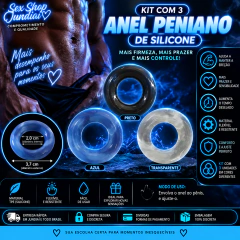 Anel Peniano - Kit com 3 cores - 3,7 cm