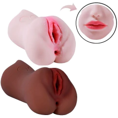 Masturbador Masculino em Formato de Vagina e Ânus com Boca - 17,5 x 7,5cm