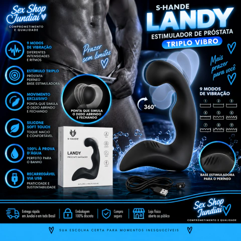Estimulador de Próstata Triplo Vibro com 9 Vibrações - 100% à Prova de Água - S-Hande