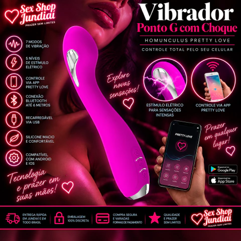 Vibrador de Ponto G com Choque - Homunculus - Pretty Love - Conexão via APP
