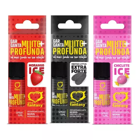 Garganta Muito Mais Profunda Ice Dessensibilizante em Spray Beijável 15ml Sexy Fantasy - comprar online