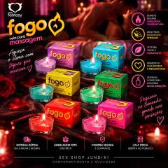FOGO DA PAIXÃO VELA BEIJÁVEL PARA MASSAGEM COM GLITTER 20G SEXY FANTASY
