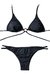 Bikini Malasia negra tiras con cruce - Sugar Swimwear