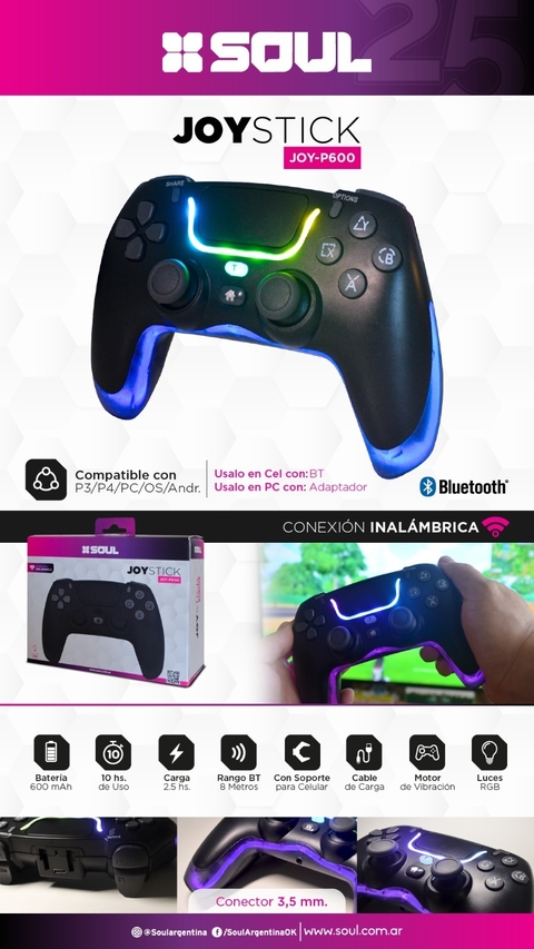 JOYSTICK BLUETOOTH LED SOUL P600