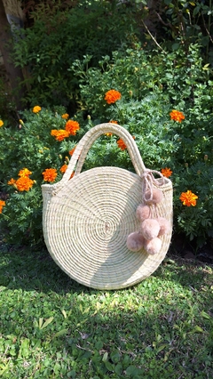 BOLSO REDONDO DE PALMA MANIJA CORTA - tienda online