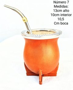 Mates Camioneros Premium de Calabaza y Cuero Cincelados, Incluye Bombilla - comprar online