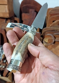 Cuchillo Asta Se Ciervo Y Alpaca Acero Inoxidable Cabo Fino