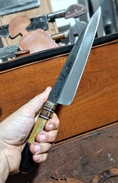 Cuchillo Disco Arado Artesanal 20cm Afilado Guampa Negra - D&G REGALERÍA