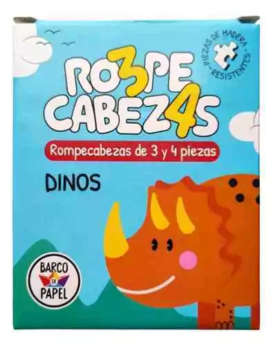 ROMPECABEZAS X 4 DE 3 Y 4 PIEZAS - DINOS