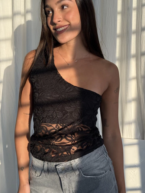 TOP ASIMÉTRICO ENCAJE 1R319 - comprar online