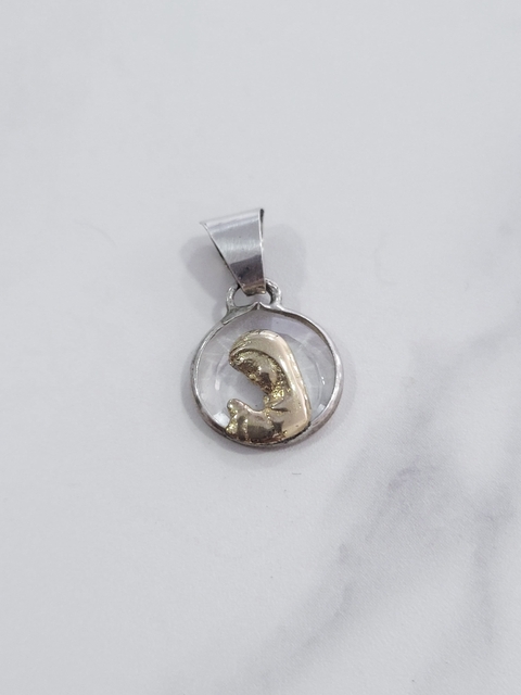 Dije Plata y Oro Virgen Niña con cristal