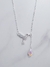 Conjunto Acero Blanco Colibrí con piedra cubic