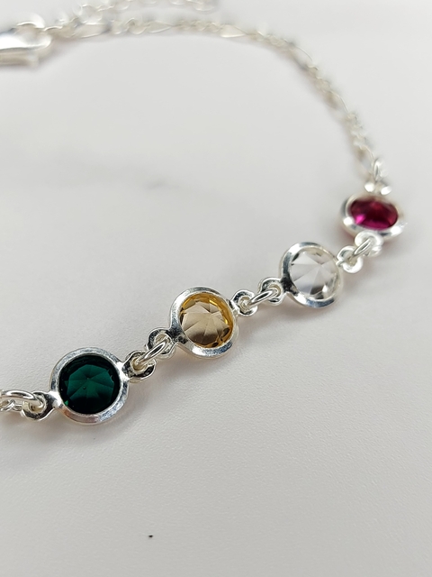 Pulsera Plata 925 Centro Cubic Color - comprar online